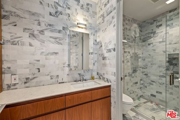 Bathroom, Glass Shower, Interior, Marble Walls