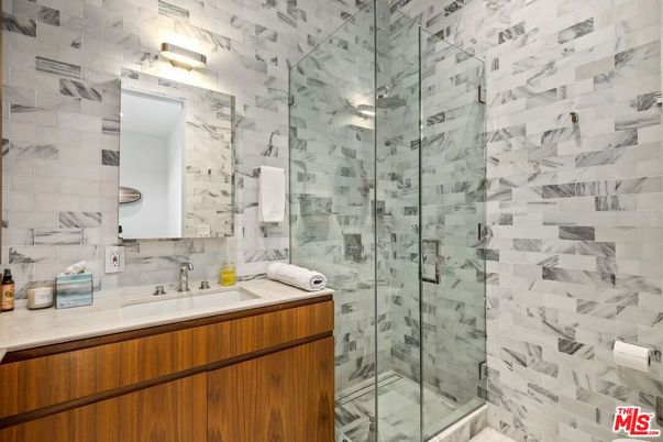 Bathroom, Glass Shower, Interior, Marble Walls