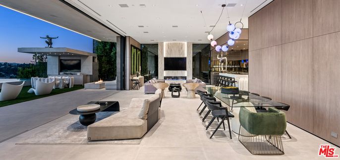 Dining room, Fireplace, Interior, Living room, Pendant Lights, Recessed Lighting