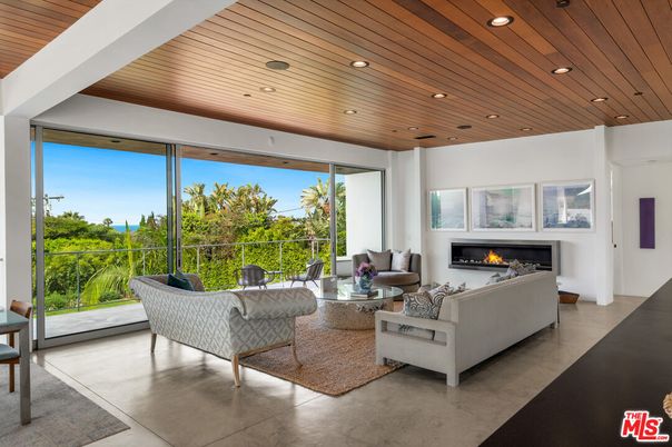 Fireplace, Interior, Living room, Recessed Lighting, Wooden Ceilings