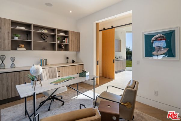 Home Office, Interior, Recessed Lighting, Wood Texture Flooring
