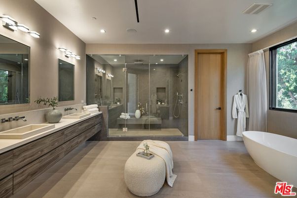 Bathroom, Dual Sink Vanities, Free Standing Baths, Glass Shower, Interior, Recessed Lighting