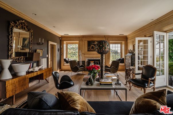 Fireplace, Interior, Living room, Recessed Lighting, Wood Texture Flooring, Wooden Walls