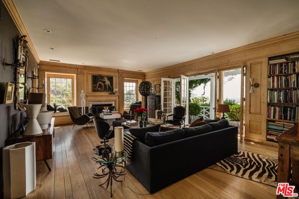 Fireplace, Interior, Living room, Recessed Lighting, Wood Texture Flooring, Wooden Walls