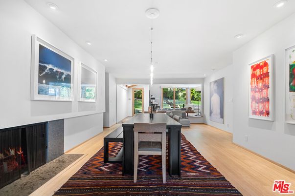 Fireplace, Interior, Living room, Pendant Lights, Recessed Lighting, Wood Texture Flooring