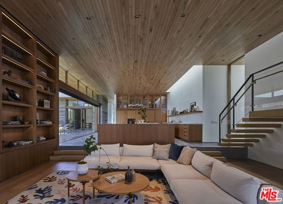 Interior, Living room, Recessed Lighting, Wooden Ceilings, Wood Texture Flooring