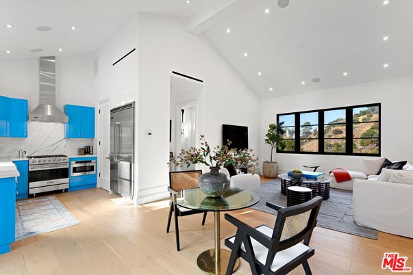 Interior, Kitchen, Living room, Recessed Lighting, Stainless Steel Appliances, Wood Texture Flooring