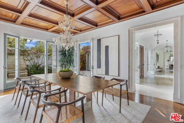 Chandelier, Dining room, Interior, Wooden Beams, Wooden Ceilings, Wood Texture Flooring