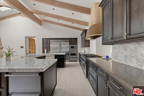 Interior, Kitchen, Recessed Lighting, Stainless Steel Appliances, Wooden Beams