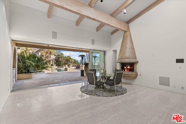 Dining room, Fireplace, Interior, Wooden Beams