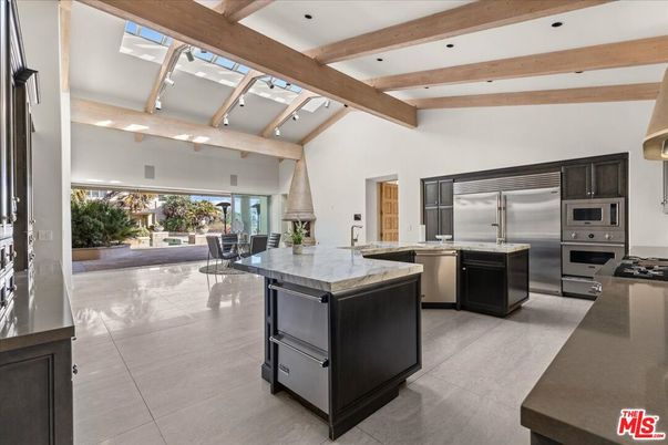 Interior, Kitchen, Recessed Lighting, Stainless Steel Appliances, Wooden Beams