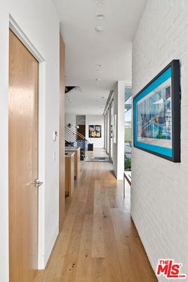 Interior, Kitchen, Recessed Lighting, Stone Walls, Wood Texture Flooring