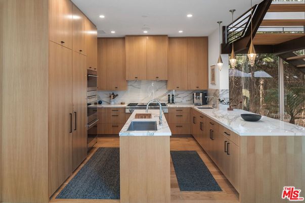 Interior, Kitchen, Pendant Lights, Recessed Lighting, Wood Texture Flooring