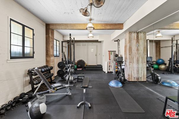 Fitness Equipment, Gym, Interior, Wooden Beams