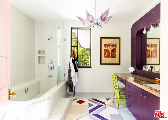 Bathroom, Chandelier, Glass Shower, Interior