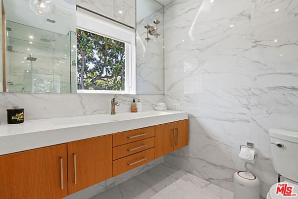 Bathroom, Glass Shower, Interior, Marble, Marble Walls, Recessed Lighting