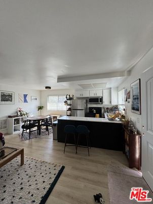 Dining room, Interior, Kitchen, Stainless Steel Appliances, Wood Texture Flooring