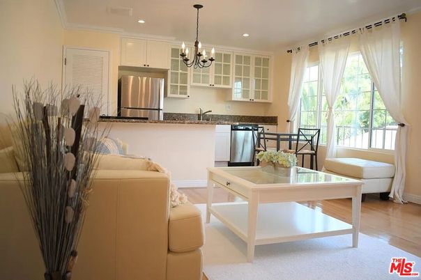 Chandelier, Interior, Kitchen, Recessed Lighting, Stainless Steel Appliances, Wood Texture Flooring