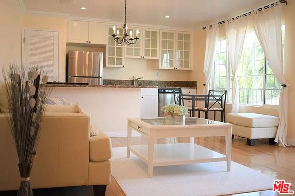 Chandelier, Interior, Kitchen, Recessed Lighting, Stainless Steel Appliances, Wood Texture Flooring