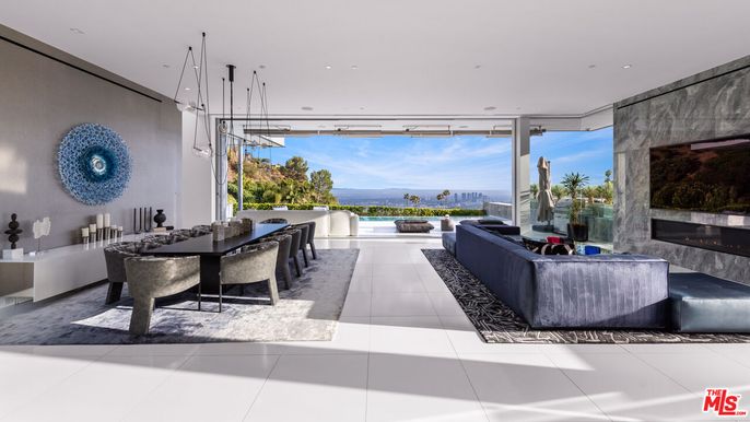Dining room, Fireplace, Interior, Living room, Pendant Lights, Recessed Lighting