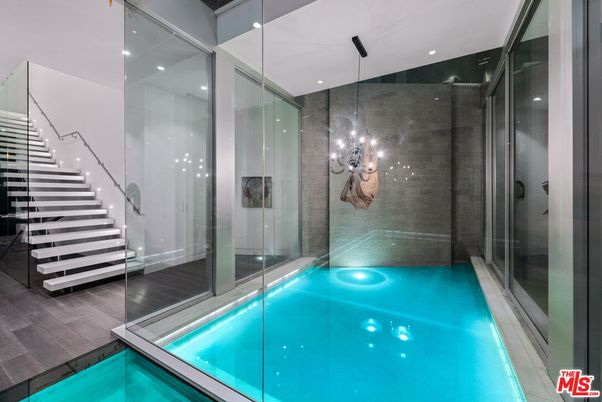 Chandelier, Interior, Pool, Wood Texture Flooring