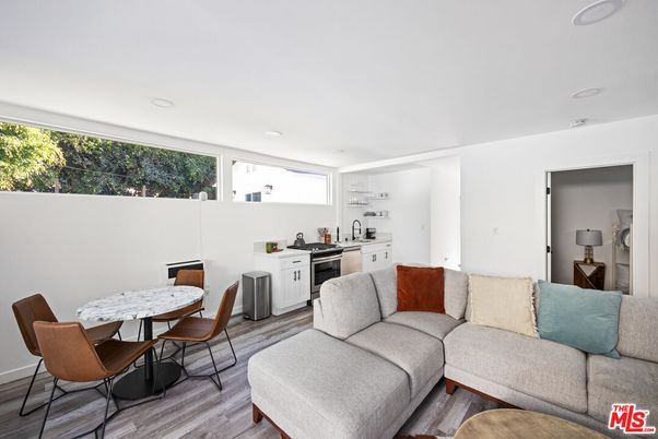 Dining room, Interior, Kitchen, Living room, Recessed Lighting, Wood Texture Flooring