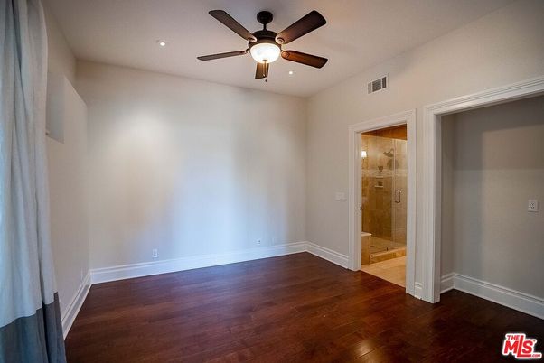 Bathroom, Empty room, Glass Shower, Interior, Recessed Lighting, Wood Texture Flooring