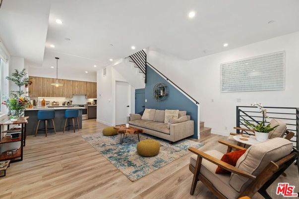 Interior, Kitchen, Living room, Pendant Lights, Recessed Lighting, Stainless Steel Appliances, Wood Texture Flooring