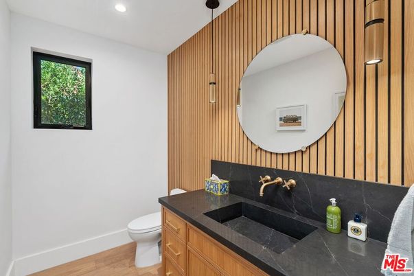 Bathroom, Interior, Recessed Lighting, Wood Texture Flooring