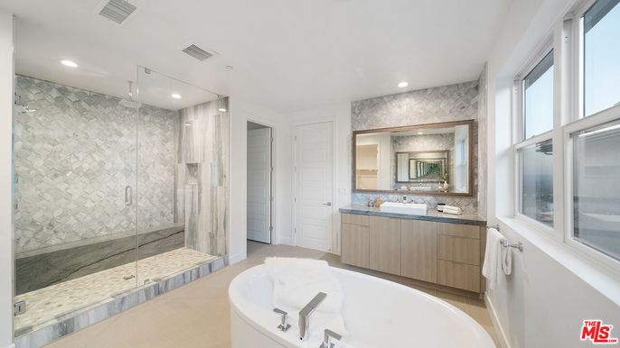 Bathroom, Dual Sink Vanities, Glass Shower, Interior, Recessed Lighting