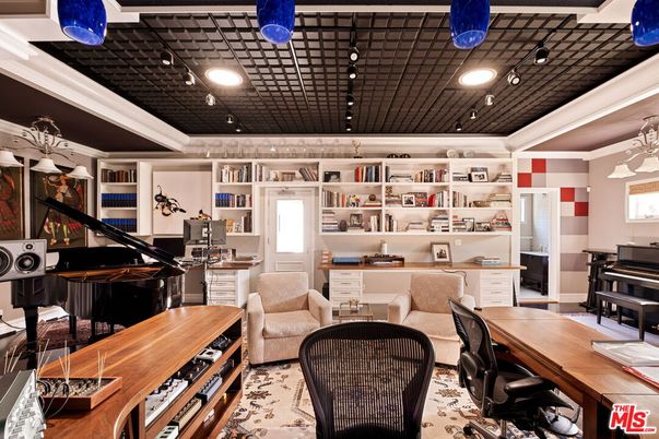 Home Office, Interior, Piano, Recessed Lighting