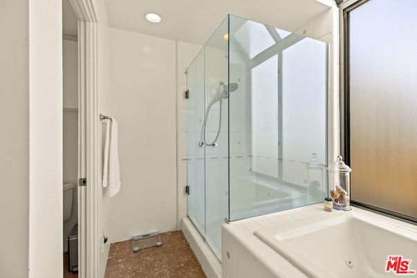 Bathroom, Glass Shower, Interior, Recessed Lighting, Tile Countertops