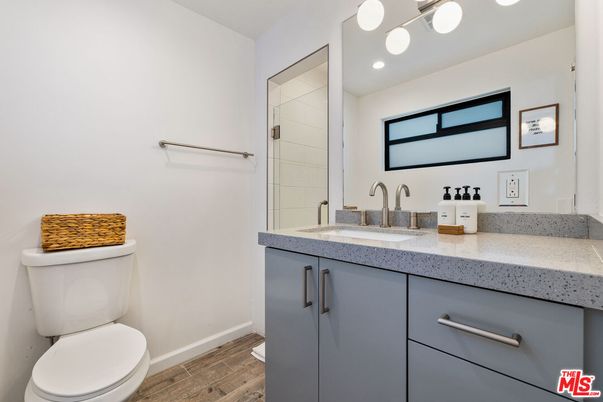 Bathroom, Interior, Recessed Lighting, Wood Texture Flooring