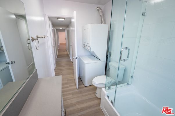 Bathroom, Glass Shower, Interior, Wood Texture Flooring