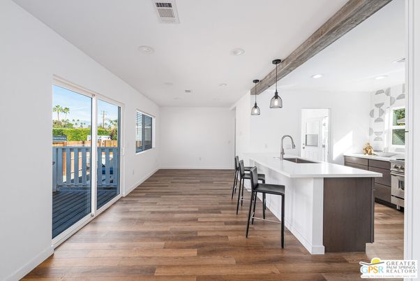 Interior, Kitchen, Pendant Lights, Recessed Lighting, Wood Texture Flooring