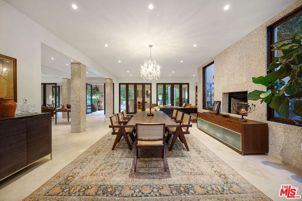 Chandelier, Dining room, Fireplace, Interior, Living room, Recessed Lighting