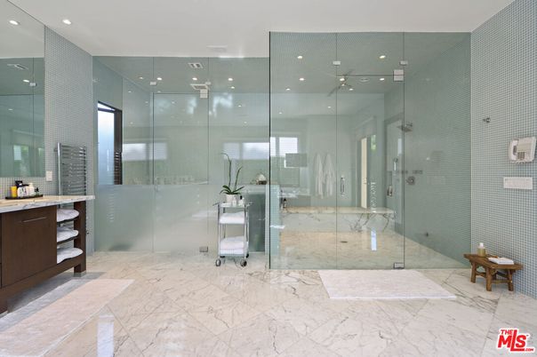 Bathroom, Glass Shower, Interior, Marble, Recessed Lighting