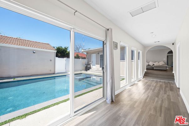 Bedroom, Interior, Pool, Recessed Lighting, Wood Texture Flooring