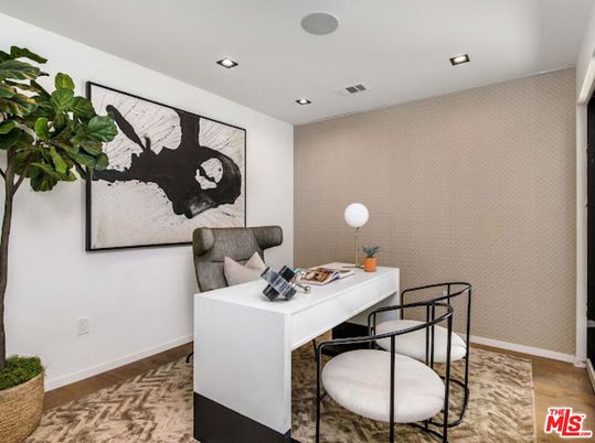 Home Office, Interior, Recessed Lighting, Wood Texture Flooring