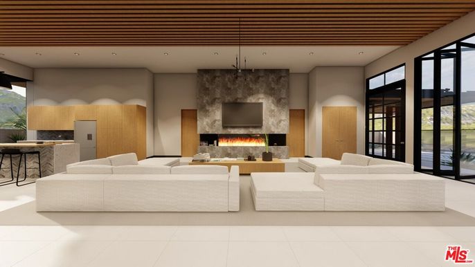 Fireplace, Interior, Living room, Pendant Lights, Recessed Lighting