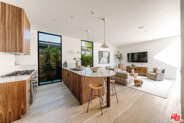 Interior, Kitchen, Living room, Pendant Lights, Recessed Lighting, Stainless Steel Appliances, Wood Texture Flooring