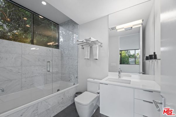 Bathroom, Glass Shower, Interior, Marble Walls, Recessed Lighting
