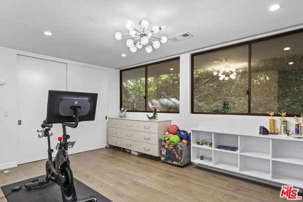 Fitness Equipment, Interior, Pendant Lights, Recessed Lighting, Wood Texture Flooring