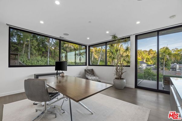 Home Office, Interior, Recessed Lighting, Wood Texture Flooring