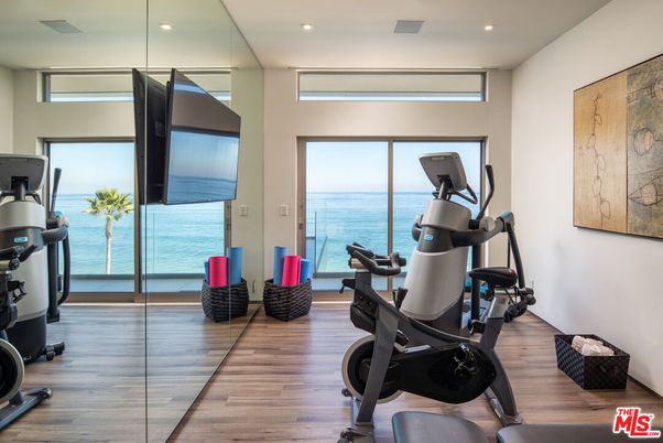 Fitness Equipment, Interior, Recessed Lighting, Water, Wood Texture Flooring