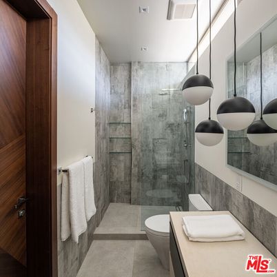 Bathroom, Glass Shower, Interior, Pendant Lights
