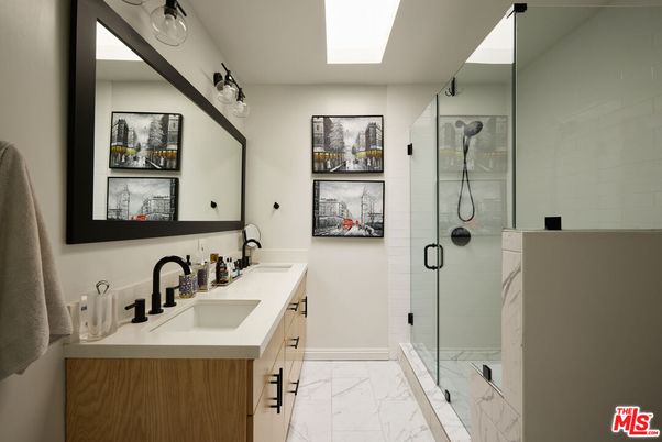 Bathroom, Dual Sink Vanities, Glass Shower, Interior, Marble