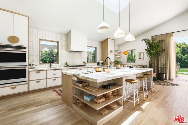Interior, Kitchen, Pendant Lights, Stainless Steel Appliances, Wood Texture Flooring