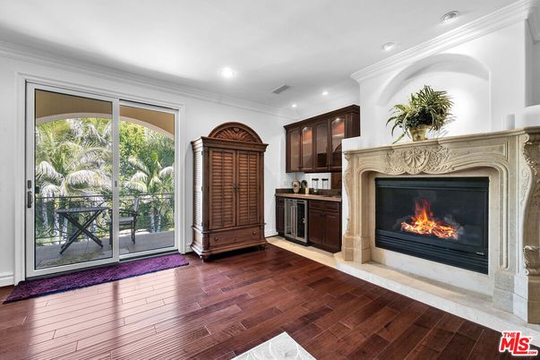 Fireplace, Interior, Recessed Lighting, Wood Texture Flooring