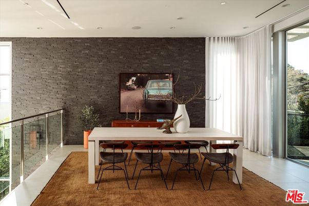 Dining room, Interior, Recessed Lighting, Stone Walls